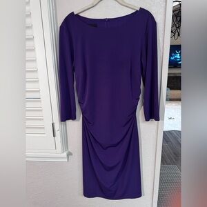 AB Studio Purple Long Sleeve Ruched Dress